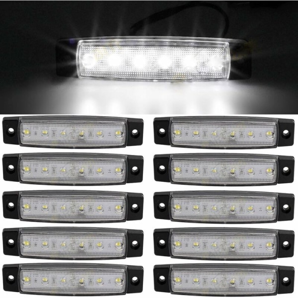 10 st 3,8\" 6 LED-sidomarkering 12V LED-positionsljus för släpvagn, positionsljus bärnsten, bakre sidomarkeringsljus, lastbilshytt positionsljus, husbil