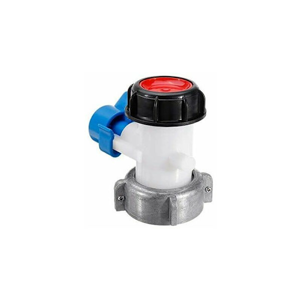 Ersättningsfjärilsventil för IBC-tank upp till 1000 L eller cistern, med adapter för DN50-fläns (75 mm, aluminium)