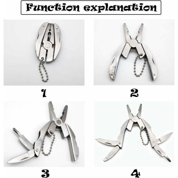 Multiverktyg Tång Kit Multifunktion Fickverktyg med Svart Läderfodral, Multiverktyg Tång för Camping, Fiske, Vandring, Kök, Picknick