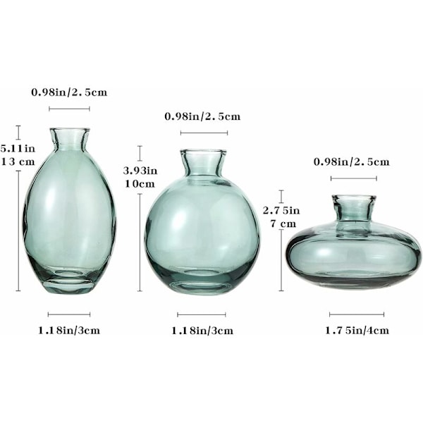 Glass Bud Vaser, Sett med 6 Grønne Vasar for Blomster, Små Bulk Blomster Vasar for Bryllupssenterstykker, Blomsteroppsatser, Stue og Hjemmedekor