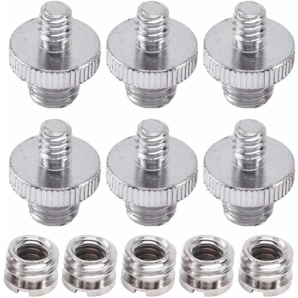 1/4 tum 3/8 tum omvandlare gängad skruvadapter set för kamera/stativ/monopod/kulhuvud/ljusstativ