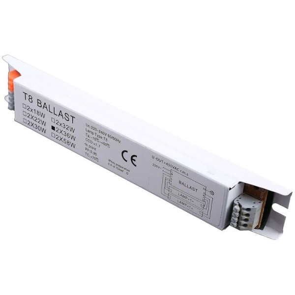 220-240v AC 2x36w bredspänning T8 elektronisk ballast Lysrörsdon