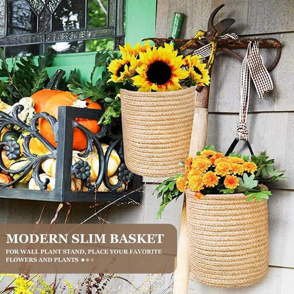 2-pack hängande korgar - 7,87 x 7 tum vävda ormbunkskorgar blomkrukor, vävd korg