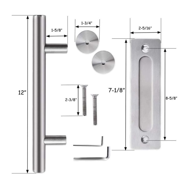 12 tommers dørhåndtak i rustfritt stål, 12 tommers rundt dørhåndtak i rustfritt stål for dører, garasjer og skur