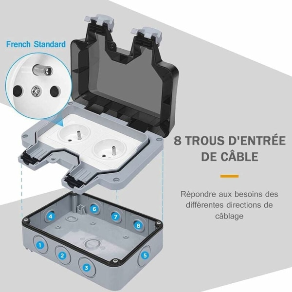 Vedenpitävä pistorasia Kaksinkertainen ulkoseinäpistorasia IP66 Vedenpitävä seinäpistorasia 16A