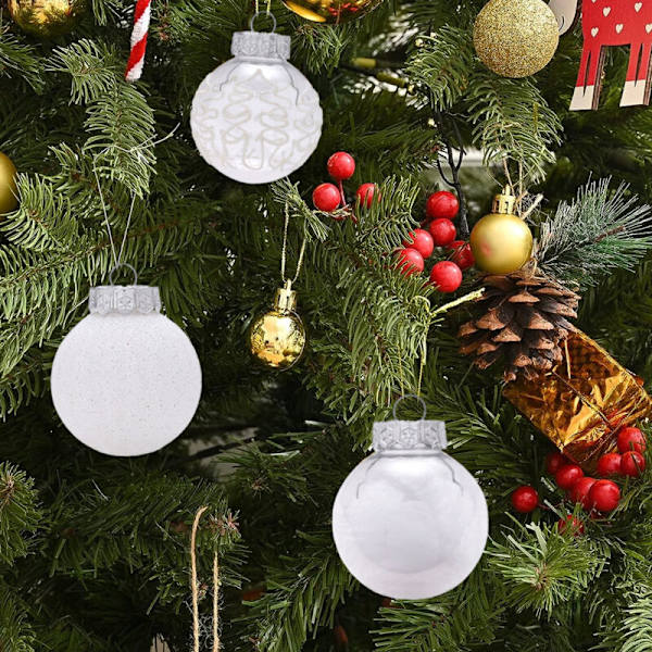 60mm Julepyntssæt, 30 stk. Klar Julepynt, Ubrækkelige Dekorative Kugler til Juletræspynt Jul, krystalkugler