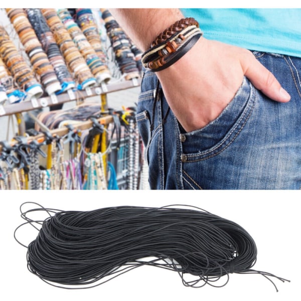100m Round Elastic Rope for DIY Beaded Bracelet Line Accessories Black