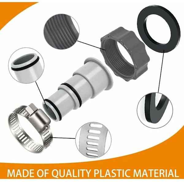 Bassenghoseslange adapter 32 38, Bassenghoseslange adapter for pumpe, Bassenghoseslange adapter 38mm, Intex bassenghoseslange tilkobling, Intex bassenghoseslange adapter 32 38, Intex pumpetilkobling