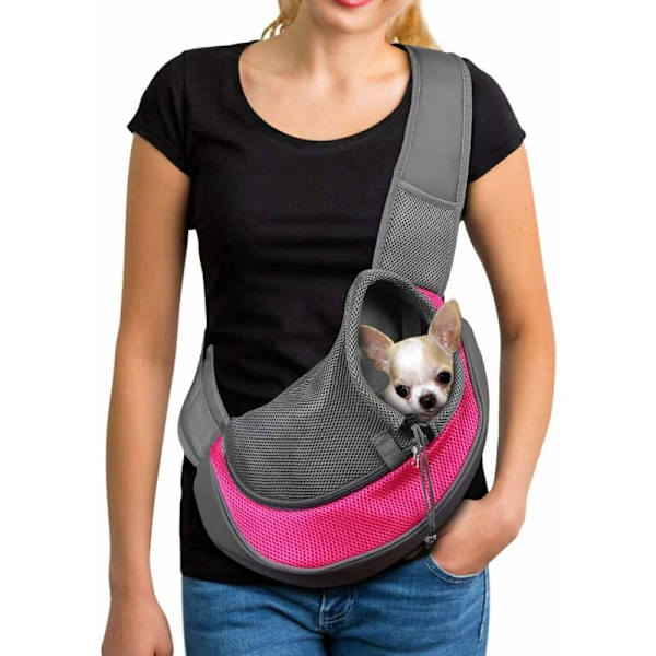 Lemmikin Koiran Slingsa Kantolaukku Hengittävä Verkko Matkustaa Turvallinen Sling Bag Carrier Koirien Kissoille ruusunpunainen (ruusunpunainen, l)