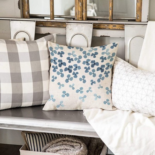 Vattenfärg Blommor Kuddfodral 18X18 Set om 4 Gårdshus Kuddar Dekorationer för Soffa Kuddfodral