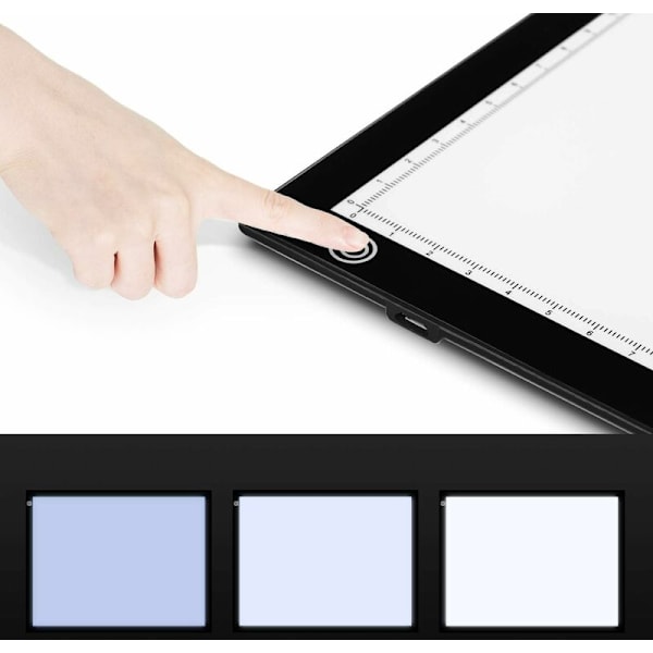 A3 Magnetisk Lysbrett med Presis Justerbar LED Lysstyrke, Opplyste Tegnebord med Justerbar Lysstyrke og USB-kabel