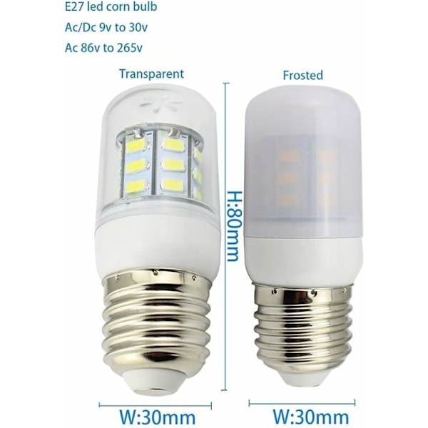 HHF LED-lamput, 1 paketti LED-maissinlamput E27 5W 12V 24V Kirkas ja huurrettu energiansäästölampun kansi 5730 27 lediä 86-265V 12-24 voltin lamput HIASDFLS