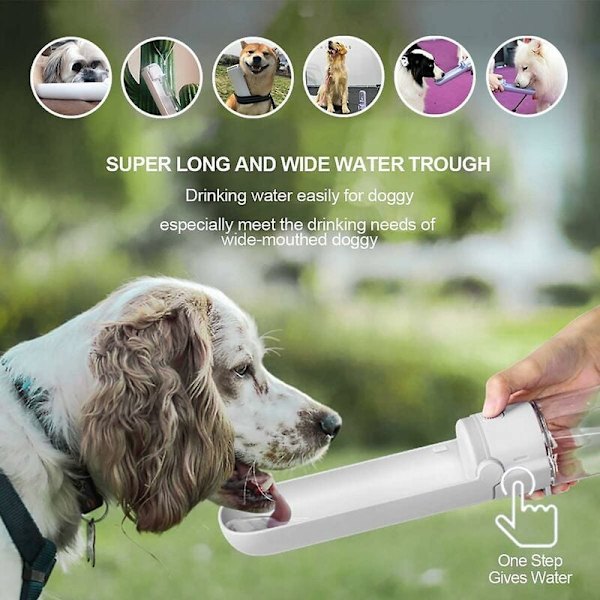 420ML Pet Vattenkopp Hund Dricka Fontän Gå Ut Dricka Flaska Husdjur Följeslagare Kopp Bärbar Måttlig Stor Hund，Lila