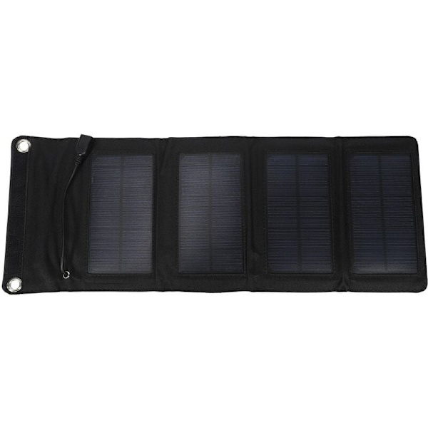 7W Solcellsladdare Solpanel Camping Resor Bärbar Utomhus Fällbar För Mobiltelefon Surfplatta Kits USB Batteriladdningskit Svart