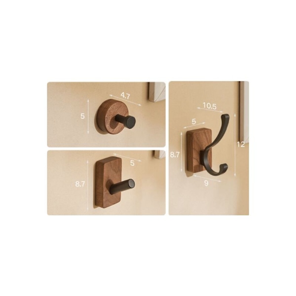 3 Træ Knage - Træ Frakke, Væghængt Krog til Hatte, Nøgler, Håndklæder, Punge, Stue Dekoration, Badeværelse, Soveværelse, Køkken, Garderobe-B
