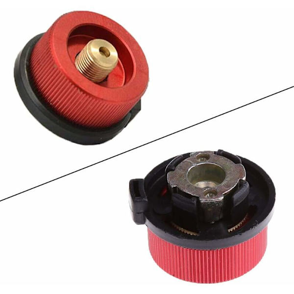 Camping Gassadapter, 2 stk. Camping Gassadapter, Gassbeholderadapter, Gassadapter for Camping Gassbrenner (Rød)-