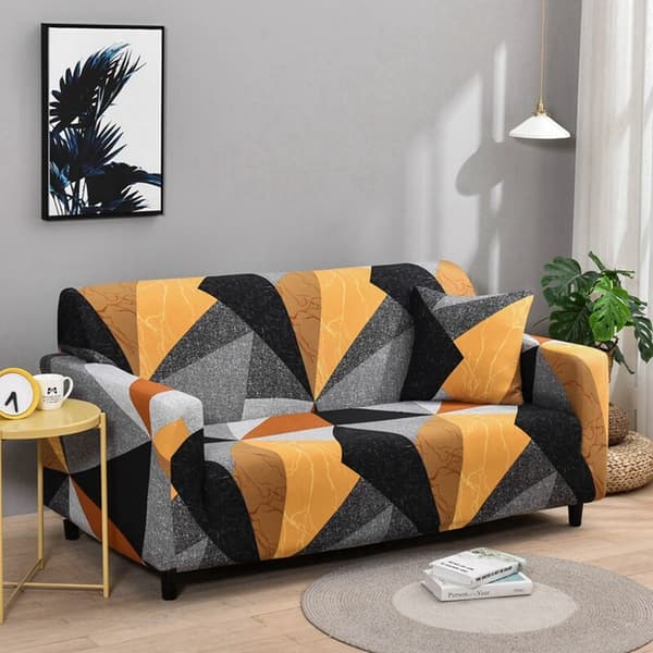 Trekantet trykt sofaovertrekk i polyester elastisk sofaovertrekk slipcovers sofa stolbeskytter (S)