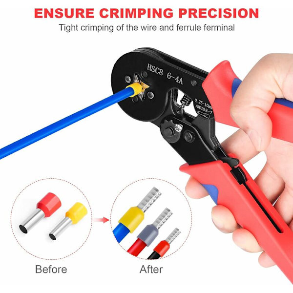 Tang og Nipper Ferrule Crimpværktøjssæt med 1250 stk. Wire Ferrule Terminaler Sæt, Selvadjusterende Crimptang, Ferrule Crimptang til AWG