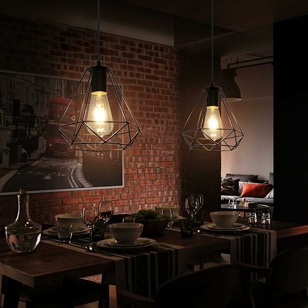 Retro Industriell Taklampa, Metallskärm, Lämplig för Kök, Hallar, Sovrum, Barer, Restauranger (Utan Glödlampor)