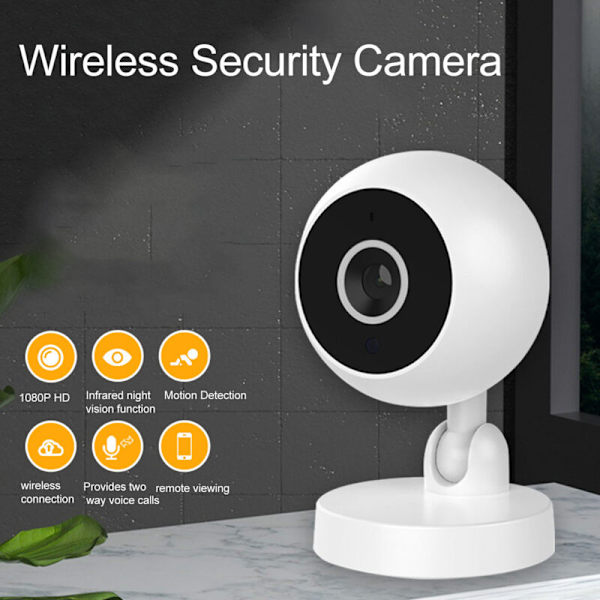 1080P Innendørs WiFi Overvåkingskamera, Smartphone-tilkoblet kamera, Nattsyn, Bevegelsesdeteksjon Smart sporing, Toveis lyd