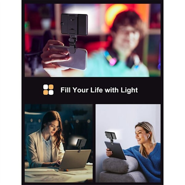 60 LED 2000mAh Monitoiminen Valo Mobiilipuhelimen Täyttövalona Tietokoneen Videoneuvotteluun Valokuvaus Taskulamppu Valo