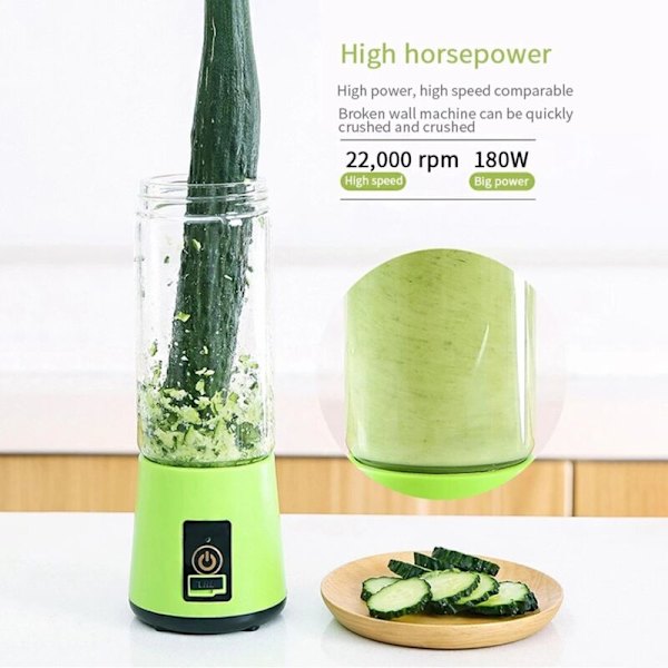 380ML Bärbar USB Laddningsbar Blender Saftkopp Smoothies Mixer Fruktmaskin 6 Blad - Lila