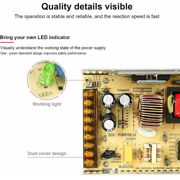 480W 24V 20A AC/DC-omvandlare, växelströmsförsörjning, AC 110V/220V till DC 24V 20A, reglerad universalströmadapter