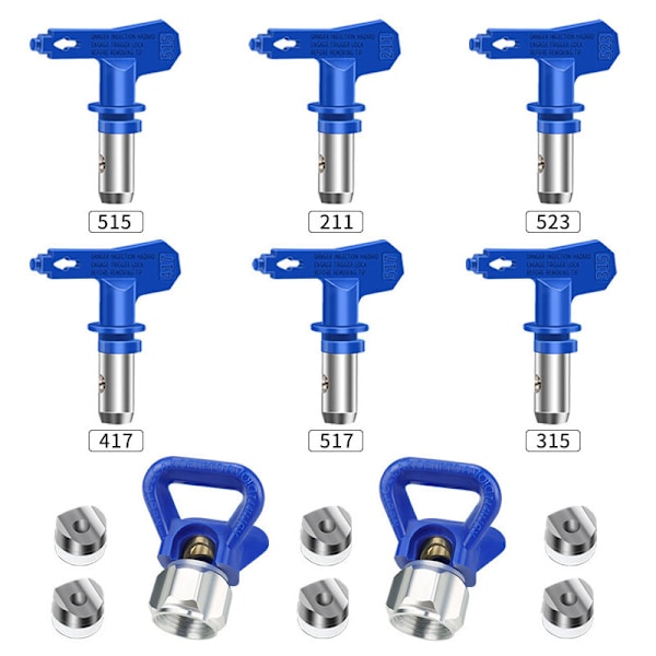 6-pack vändbara luftfria spraymunstycken, luftfria färgsprutepistoler, spraydelar för hem, byggnader, däck, staket (211, 315, 417, 517, 515, 523)