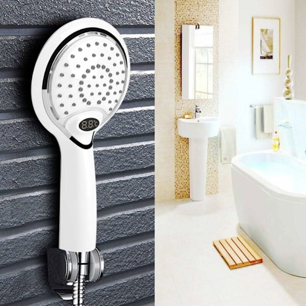 LED Duschhuvud, med Temperaturvisning, LED Duschhuvud Handdusch, 3 Färger Temperaturkontroll Duschhuvud, Led Temperatur Duschhuvud, Tempe