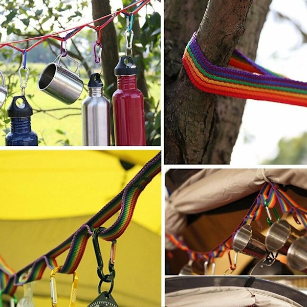 Fargerik teltstropp Utendørsutstyr Lampe Dekorativ Henge Camping Klesline Flettet Stropp Multifunksjonell