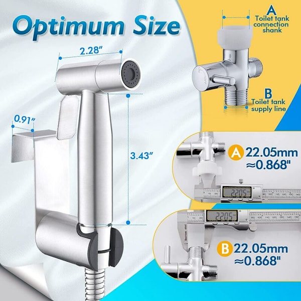 Bidet Sprayer for Toilet, Handheld Sprayer Kit med justerbar stråle for håndholdt Bidet Cloth Diaper Sprayer