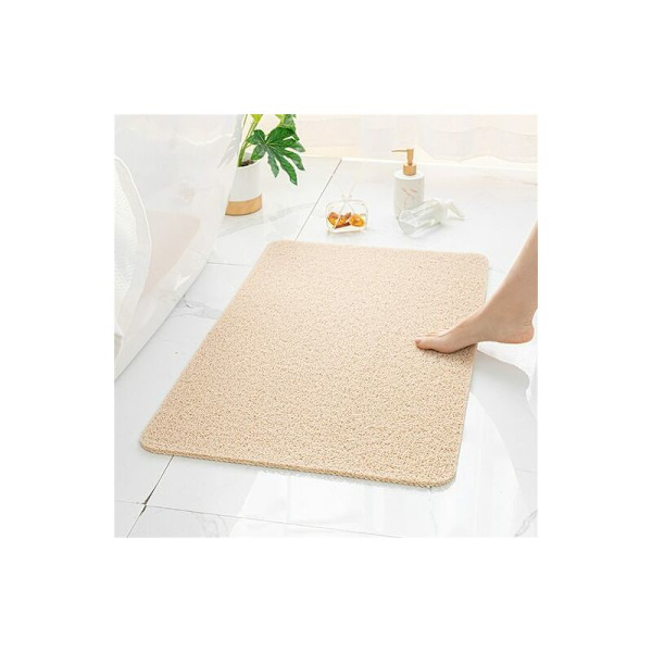 Anti-Skridsikker Brusematte, Blød Luffa Anti-Muld PVC Badematte til Brusebad Badeværelse 60x90cm (Beige)