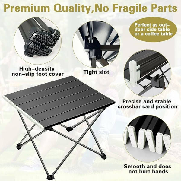 Campingbord, Fällbart Campingbord, Bärbar Ultralätt Aluminiumlegering Fällbart Bord med Bärväska, Fällbara Campingbord för Utomhus, Picknick,