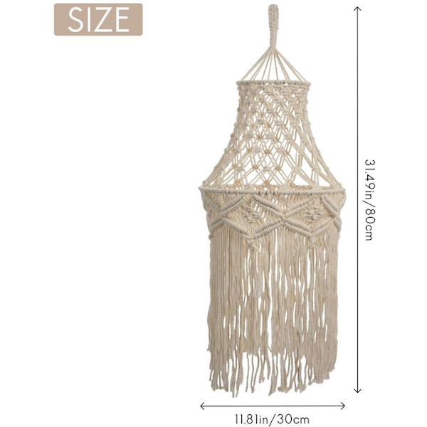 Macrame Lampskärm Hängande Pendellampa Skydd Modern Kontor Sovrum Vardagsrum Barnkammare Sovsal Bohemisk Dekoration