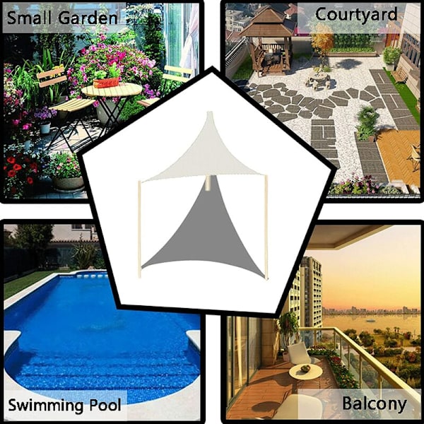 Vattentät Triangulär Solsegel 3x3x3 m, Solskydd, Vattentätt Solskyddstyg, Fästtillbehörssats, för Trädgård Pool Patio