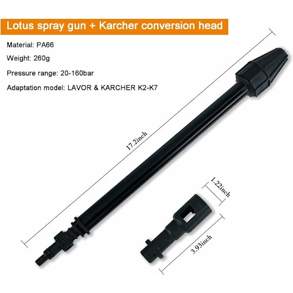 Blasteri-suutin Korkeapaineinen Pyörivä Auton Pesusuutin Jet Lance Turbo Puhdistussuutin Karcher K2, K3, K4, K5 -Fei Yu