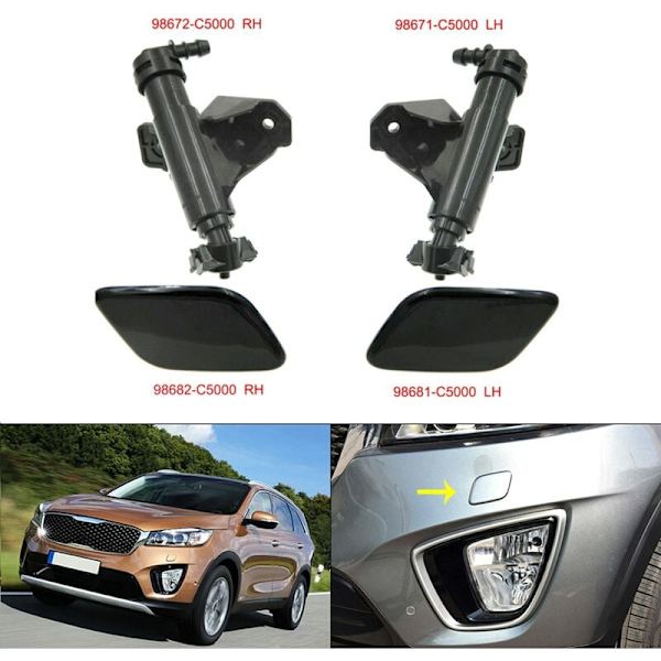 Strålkastarrengöringsspraymunstycke + lock för Sorento UM 2015 -2018 98672 C5000 (höger)