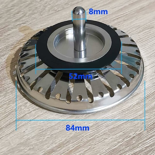 Køkkenvask si, rustfrit stål vask si prop, dobbelt funktion kurv si afløbspropper udskiftning (diameter: 84mm)-