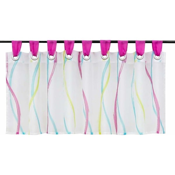 Gardinkappe i voile med spenner, bølgemønster H/B 30/90 cm, farget rosa