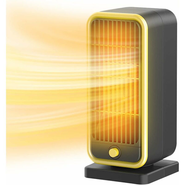 Tilaa lämmitin Hiljainen Sähköinen Tuuletinlämmitin, 500W Mini Keraaminen Tuuletinlämmitin Turvallinen Nopea Lämmittäminen, Ylikuumenemisen ja Kallistuksen Suojauksella - Musta