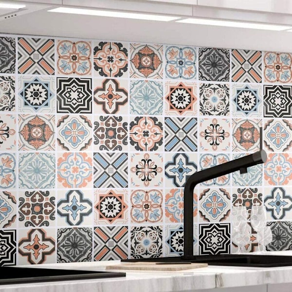 Självhäftande Kakel Tapet, 60 x 200cm PVC Modern Stil Självhäftande Väggdekaler Vattentät Dekoration för Köksskåp i Badrum och Kök
