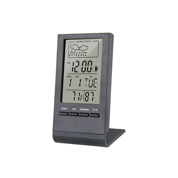LED Digital Ur & Termometer Hygrometer Instrument Indikation Alarmur Indendørs/Udendørs Vejrstation Automatisk Elektronisk Temperatur Overvågning