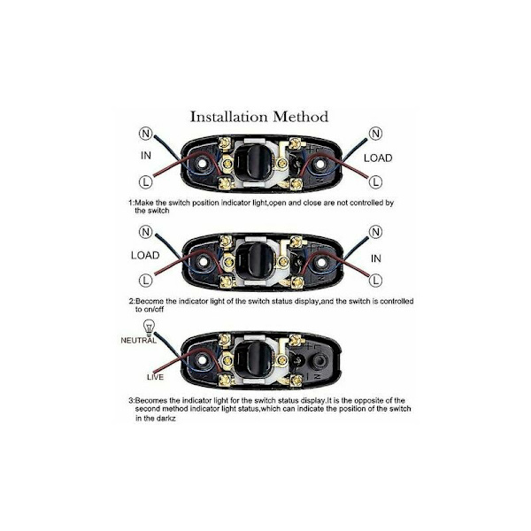 Lampeknapp, 2 stk. Svart Lampeknapp Inline-knapp 250V 10A Mellomknapp med LED-indikator Inline-ledningsswitch for Sengelampe Bordlampe Cab