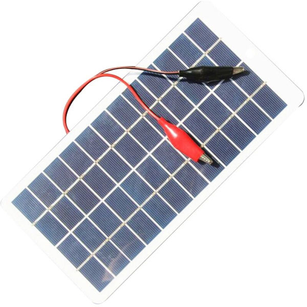 5W 12V Polykristallint solpanel utomhus bärbar vattentät laddningsplatta med klämmor kan ladda 9-12V batteri