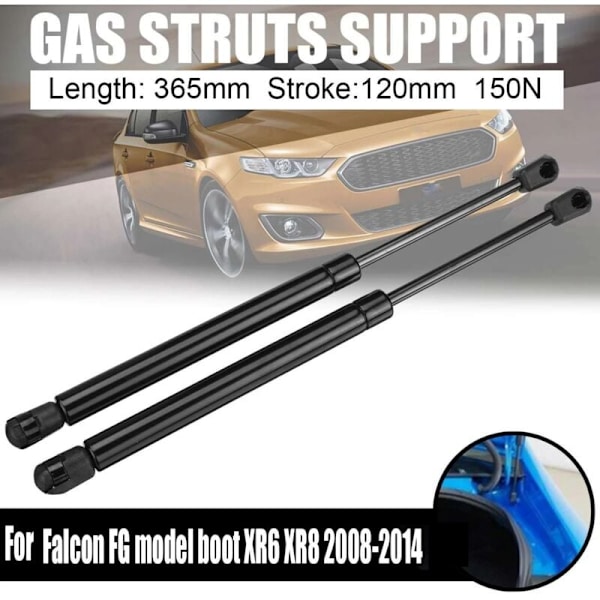 2 stk. bakluke støtdempere gassfjær 365 mm 150 N skaft for Falcon FG modell støvel XR6 XR8 2008-2014