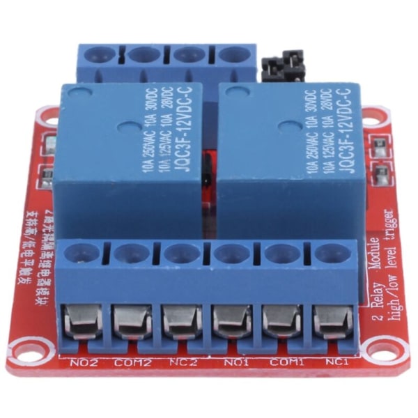 DC 12V 2-kanals relämodul med optokopplare H/L nivåutlösare för Arduino