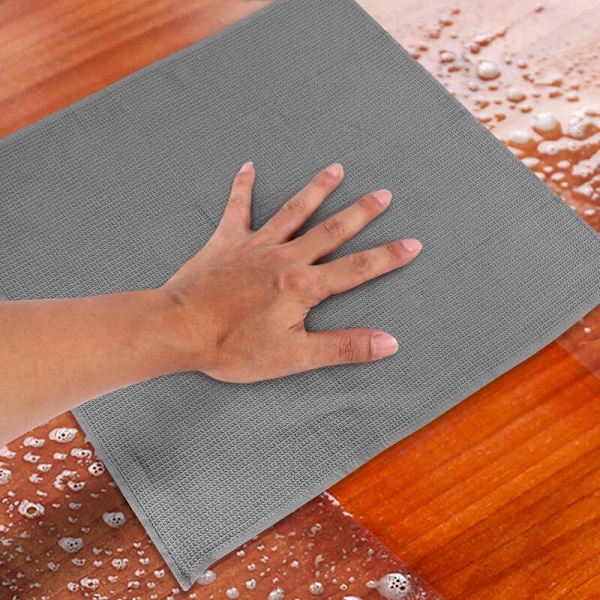Køkkenhåndklæder, 100% Naturlig Bomuld, Bedste Tehåndklæder, Opvaskehåndklæde, Absorberende og Lintfri, Maskinvaskbar, 18x25 Tommer, 3 Pak, Hvid med Grå Striber