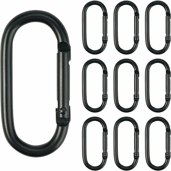 10 st Karbinhakar, 2cm5cm Små Svarta Karbinhakar, Mini Aluminium Karbinhakar Fjäderklämmande Nyckelringsklämmor, Karbinhakar för Säkring av Utrustning för Hemmet