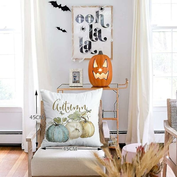 Halloween Putetrekk 45x45 Gresskar Putetrekk Super Mykt Halloween Puter 4stk