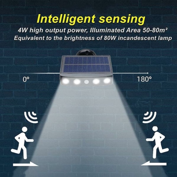 Udendørs solcellelampe, [2 stk.] Udendørs solcellelampe bevægelsessensor, 360° udendørs solcelle-spotlight [1200mAh] Vandtæt udendørs solcellelanterne have (B